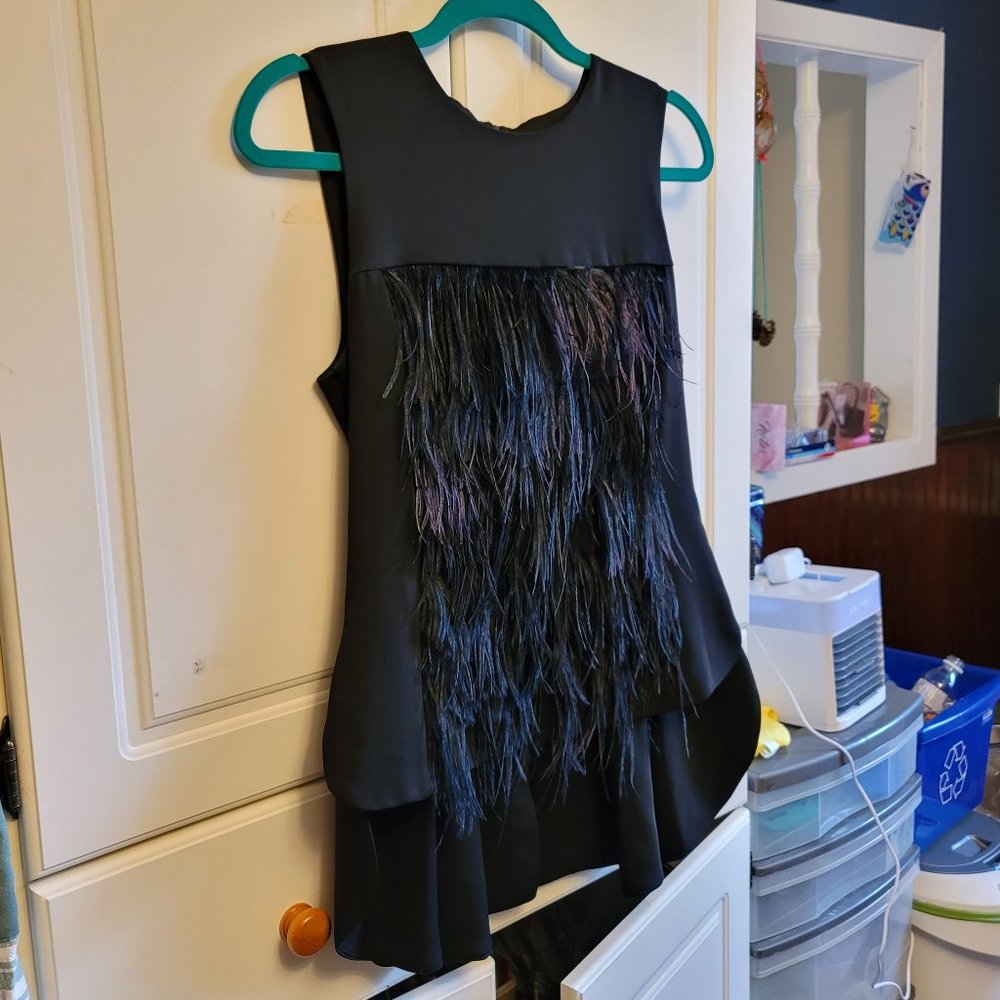 Navy Blue Feather Formal Tank